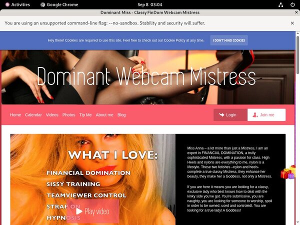 DominantMissClassyFinDomWebcamMistress Trial Login